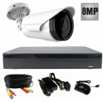 8Mp Single Camera CCTV Kit with White Varifocal Camera